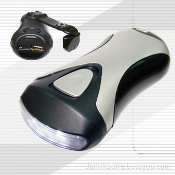 Crank Led Flashlight with Alarm and Mobile Phone Charger